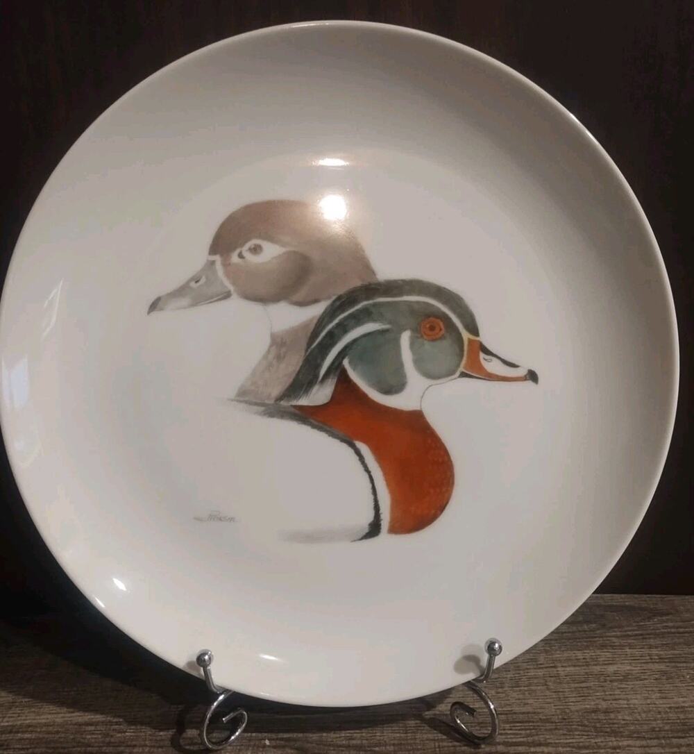 1962 Delano Studios Setauket, NY Vintage Hand Colored Wood Duck Plate Pierson